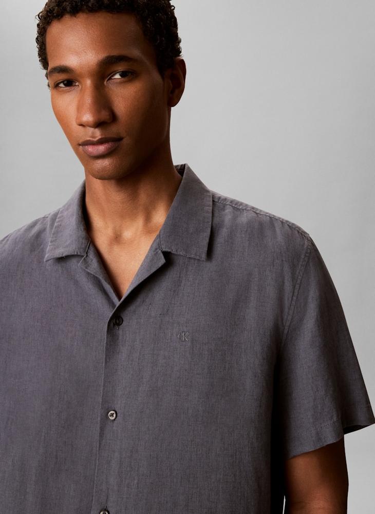 CALVIN KLEIN Linen Blend Short Sleeve Shirt - Image 3