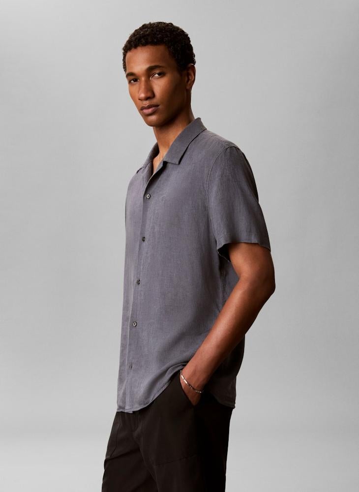 CALVIN KLEIN Linen Blend Short Sleeve Shirt - Image 4