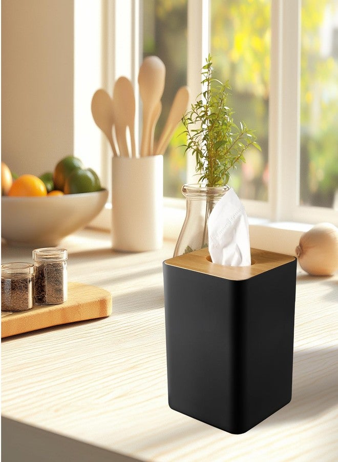 VZZNN 6 Pack Tissue Cover Bulk, Tissue Box Cover Bulk, Tissue Holders, Tissue Box Holder, Black Tissue Box Cover, Tissue Dispenser for Bathrooms, Tissue Box Covers Cube, Home and Office, 5 * 5 * 5.5in-Black - Image 2