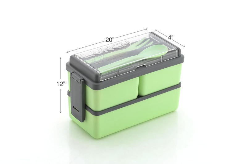 SPECIFY Plastic Lunch Box Comes with 3 Detachable Box, 2 Spoons & Stylish Lid Bpa Free, Air Tight,Easy to Carry in Bagpack Ideal for Office, School & Oudoor Double Decker (Multicolor), 1.4 Liters - Image 4