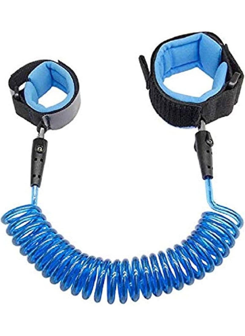 1.5m Flexible Spiral Cord Baby Walking Belt with Adjustable Comfort Wristband - Blue