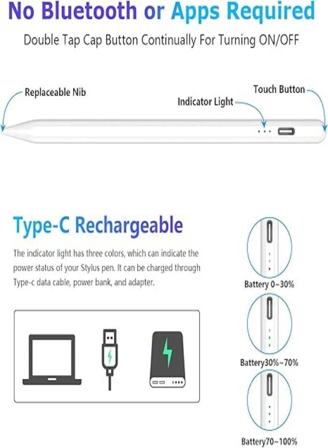 Stylus Pen for iOS&Android Touch Screens, Universal Stylus Pen for iPhone/Samsung, Smart Digital Stylus Pens for Lenovo/Huawei/Vivo/Mi and Other Tablets, Google Pixel Smart Phones - Image 3
