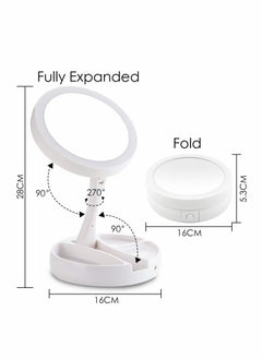 Y&D Lighted Makeup Mirror,1x/10x Magnifying Double Sided LED Vanity Mirror with Lights and Magnification,Vanity Lights, 6.3Inch for Travel, Home Folding (White)  - Image 4