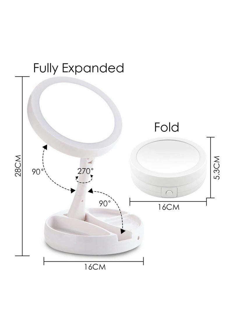 Y&D - Lighted Makeup Mirror,1x/10x Magnifying Double Sided LED Vanity Mirror with Lights and Magnification,Vanity Lights, 6.3Inch for Travel, Home Folding (White) - Image 1