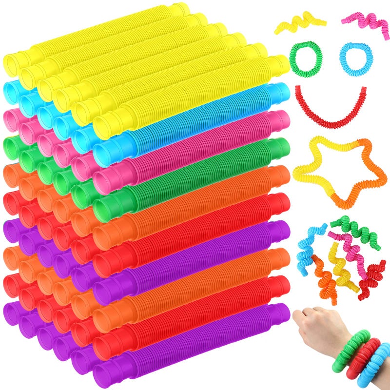 Jerify 210 Pcs Tube Sensory Toys Fidget Toys Halloween Basket Stuffer Multicolor Sensory Tubes for DIY Party Favors Trick or Treat Goodie Bag Stuffers for Teens Adults Birthday Party Favors - Image 4