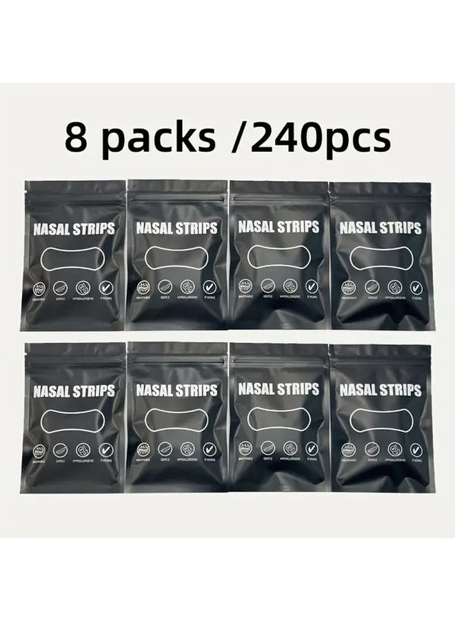8 علب من شرائط الأنف السوداء 240 قطعة مضادة للشخير قابلة للتنفس مريحة للجنسين - Image 1