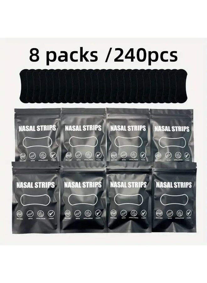 8 علب من شرائط الأنف السوداء 240 قطعة مضادة للشخير قابلة للتنفس مريحة للجنسين - Image 2