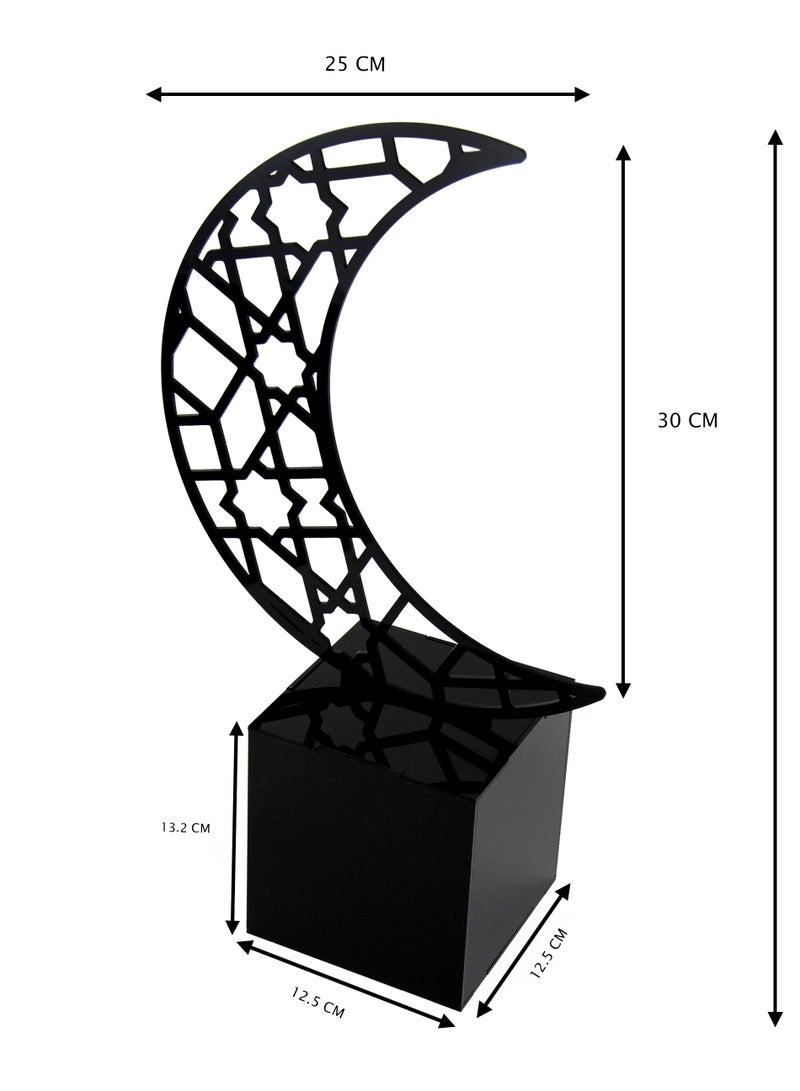 LAMSIT IBDAA Ramadan Acrylic Box Crescent Display Box Ramadan Décor Gift Showcase for Dates Collectibles Jewelries Large Black - Image 3