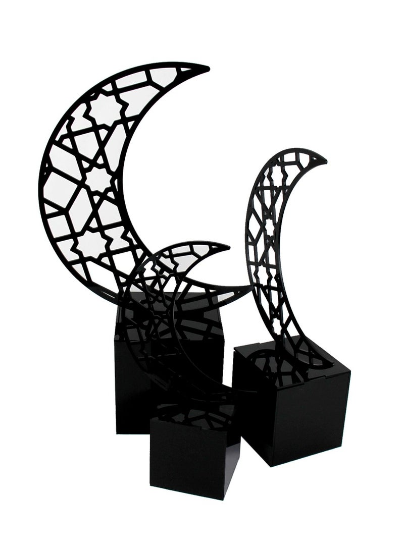 LAMSIT IBDAA Ramadan Acrylic Box Crescent Display Box Ramadan Décor Gift Showcase for Dates Collectibles Jewelries Large Black - Image 5