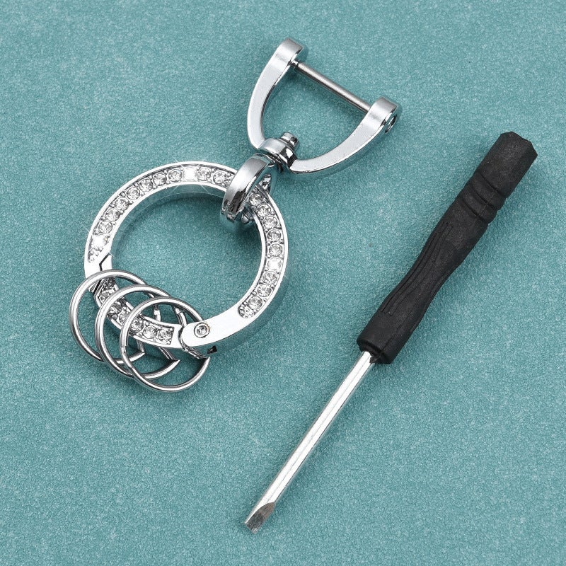 Anti-lost Number Plate Telephone Mobile Phone High-end Metal Ring Mans Car Keychain Womens Delicate Pendant Hanging Ornament 360 ° silver diamond ring 