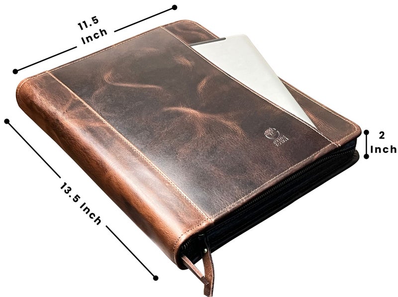 Rustic Town Supreme Business Portfolio by Rustic Town | Professional Organizer for Men & Women | Durable Leather Padfolio | Easy to Carry with A Zippered Closure | Many Slots, Compartments & Holders - Image 2