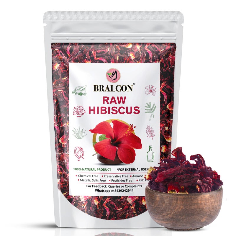 BRALCON Organic Raw Hibiscus 100g Dry Hibiscus Flower Rosa-Sinensis for Hair Care & Face Pack Gudhal Ka Phool for Hair Growth, Skin Care Pure Raw Form Conditioner - Image 2