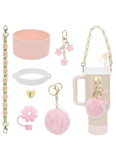 Dominy Stanley Cup Accessories Set, 7 PCS Cup Accessories for Stanley Cup, Including Silicone Straw Topper Cover, Water Bottle Handle Strap, Boot, Keychain Charms for Stanley Cup  - Image 1