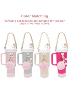 Dominy Stanley Cup Accessories Set, 7 PCS Cup Accessories for Stanley Cup, Including Silicone Straw Topper Cover, Water Bottle Handle Strap, Boot, Keychain Charms for Stanley Cup  - Image 2