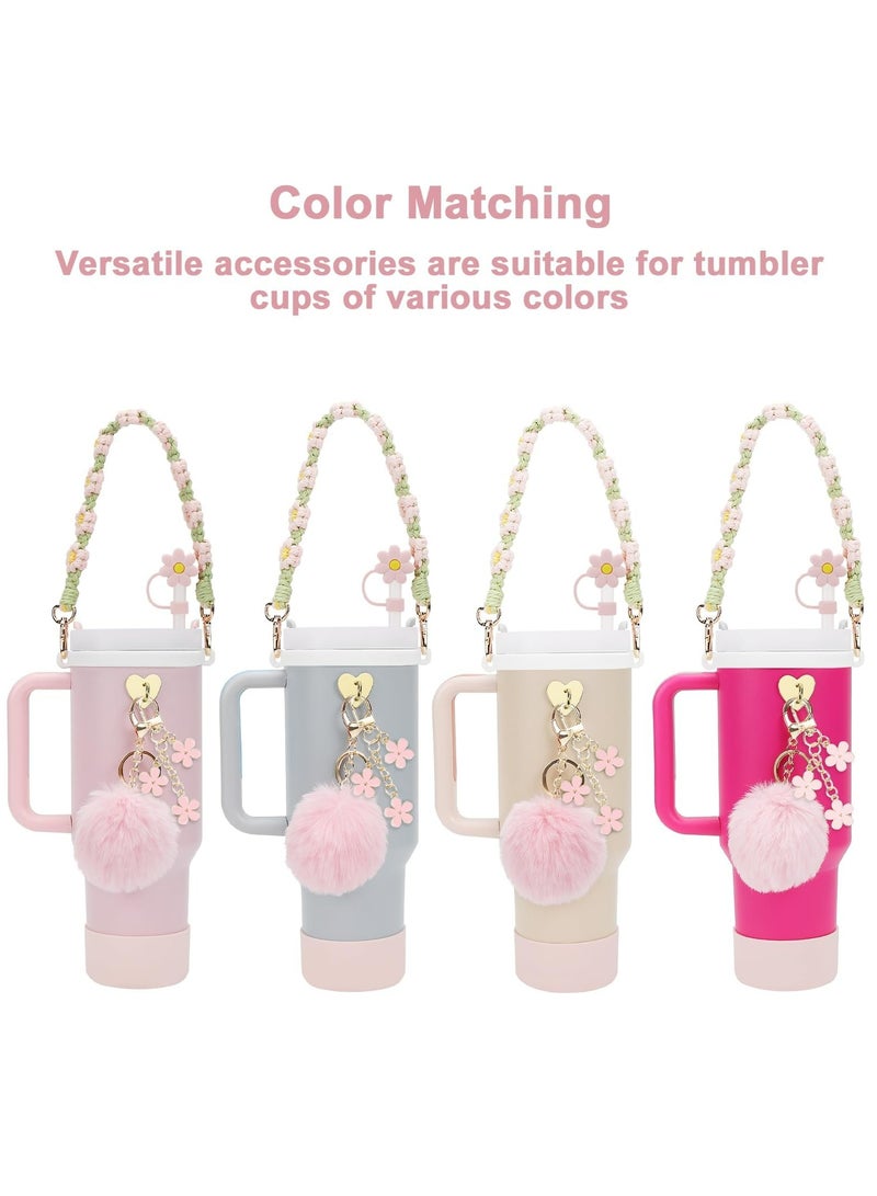 Dominy Stanley Cup Accessories Set, 7 PCS Cup Accessories for Stanley Cup, Including Silicone Straw Topper Cover, Water Bottle Handle Strap, Boot, Keychain Charms for Stanley Cup  - Image 2