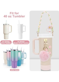 Dominy Stanley Cup Accessories Set, 7 PCS Cup Accessories for Stanley Cup, Including Silicone Straw Topper Cover, Water Bottle Handle Strap, Boot, Keychain Charms for Stanley Cup  - Image 4