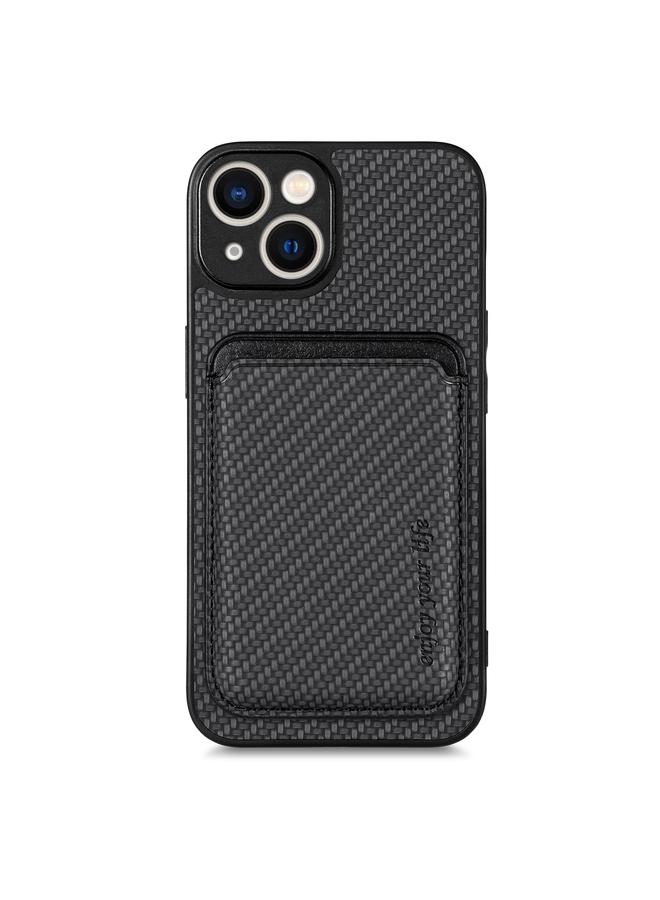 اس-توب جراب هاتف مغناطيسي من ألياف الكربون والجلد لهاتف iPhone 14 Pro - Image 1