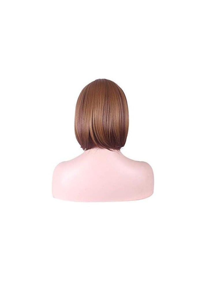 باروكة شعر صناعي  قصير مستقيم لون بني شعر حراري - Image 2