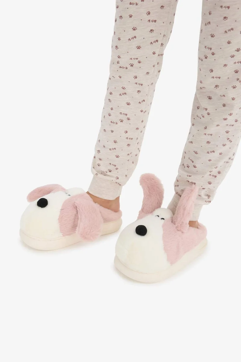ديفاكتو Girl Dog Theme Flat Sole Home Boots