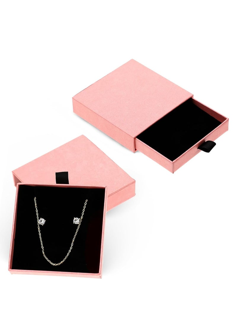 أوزيغالور 2 عبوة علب هدايا من الورق المقوى الوردي للمجوهرات، 3.15 × 3.15 × 0.79 بوصة، للأساور والأقراط والقلائد - Image 1