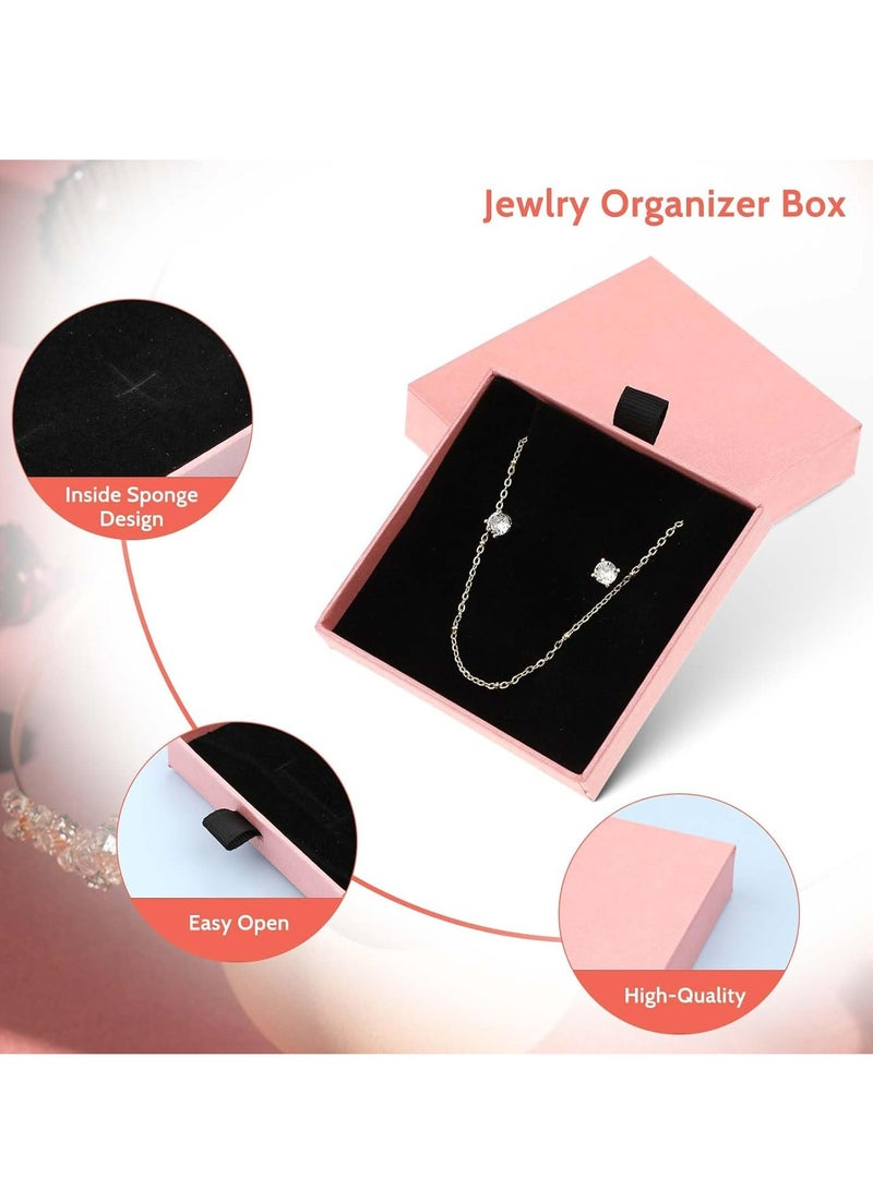 أوزيغالور 2 عبوة علب هدايا من الورق المقوى الوردي للمجوهرات، 3.15 × 3.15 × 0.79 بوصة، للأساور والأقراط والقلائد - Image 2