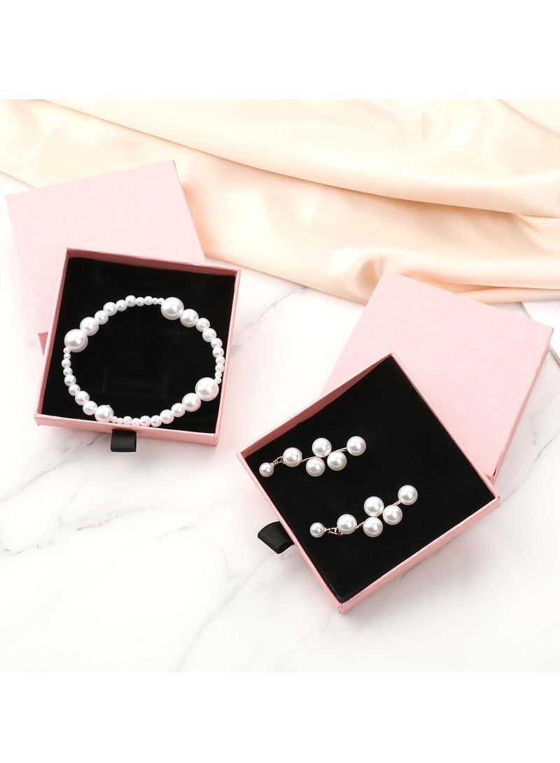 أوزيغالور 2 عبوة علب هدايا من الورق المقوى الوردي للمجوهرات، 3.15 × 3.15 × 0.79 بوصة، للأساور والأقراط والقلائد - Image 3