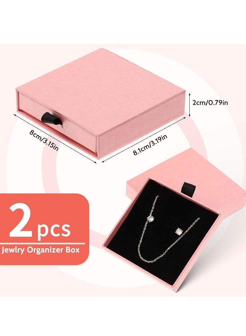 أوزيغالور 2 عبوة علب هدايا من الورق المقوى الوردي للمجوهرات، 3.15 × 3.15 × 0.79 بوصة، للأساور والأقراط والقلائد - Image 4