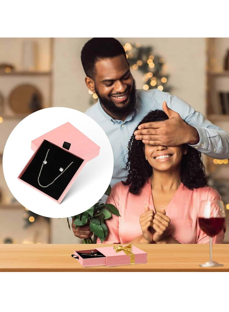 أوزيغالور 2 عبوة علب هدايا من الورق المقوى الوردي للمجوهرات، 3.15 × 3.15 × 0.79 بوصة، للأساور والأقراط والقلائد - Image 5