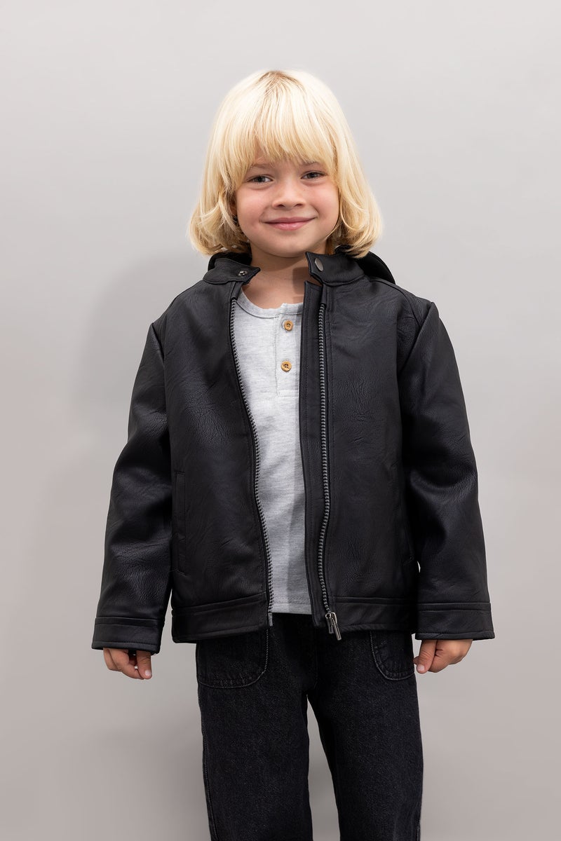 DeFacto Baby Boy Plush Lined Hooded Puffer Jacket  - Image 1