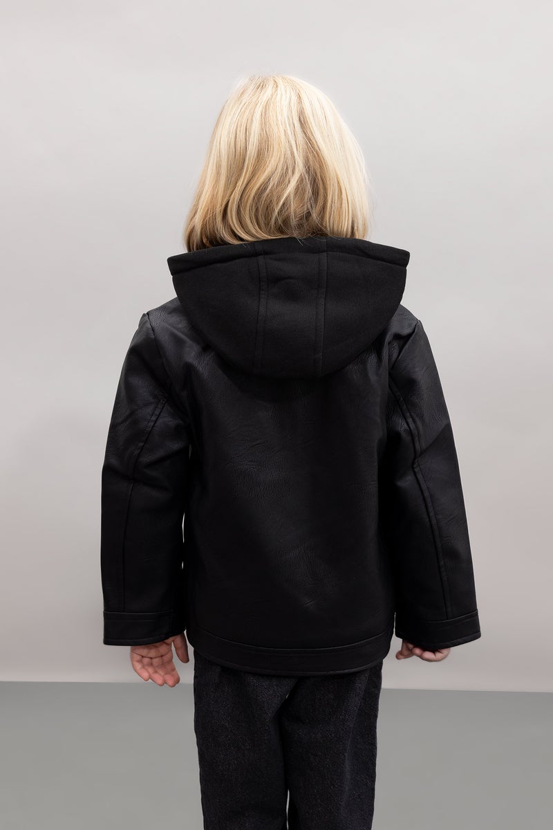 DeFacto Baby Boy Plush Lined Hooded Puffer Jacket  - Image 5