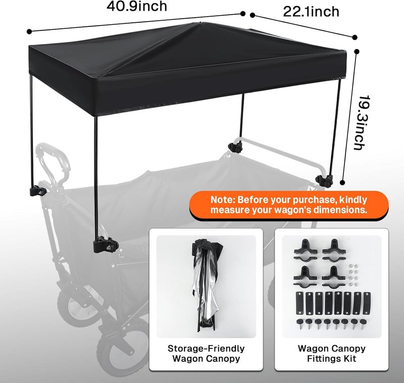 VOONKE Wagon Canopy Cover, Garden Portable Outdoor Push Awning, Stroller Canopy for Garden Wagon, Shopping, Camping, Fits Folded and Collapsible Wagons,22 × 40.9 Inches - Image 2