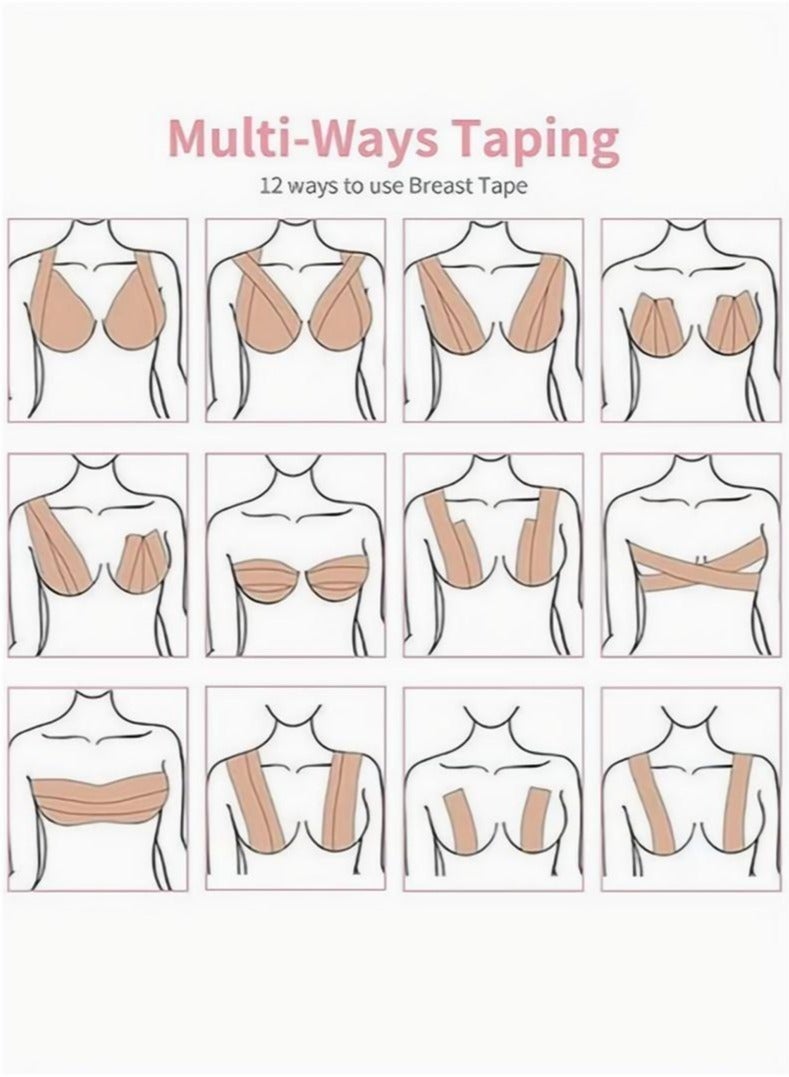 Women's Silicone Nipple Cover With Tape For A-E Cup Size Beige - Image 3