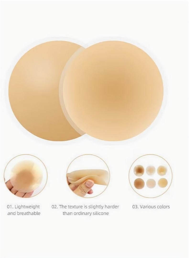 Women's Silicone Nipple Cover With Tape For A-E Cup Size Beige - Image 4