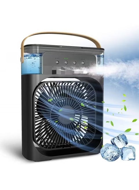 Portable Mist Sprinkler Fan With 5 Water Outputs And 3 Speeds And 7 Different LEDs Light Colours 600ml Capacity