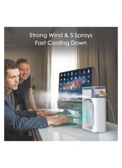 Generic Portable Mist Sprinkler Fan With 5 Water Outputs And 3 Speeds And 7 Different LEDs Light Colours 600ml Capacity  - Image 3