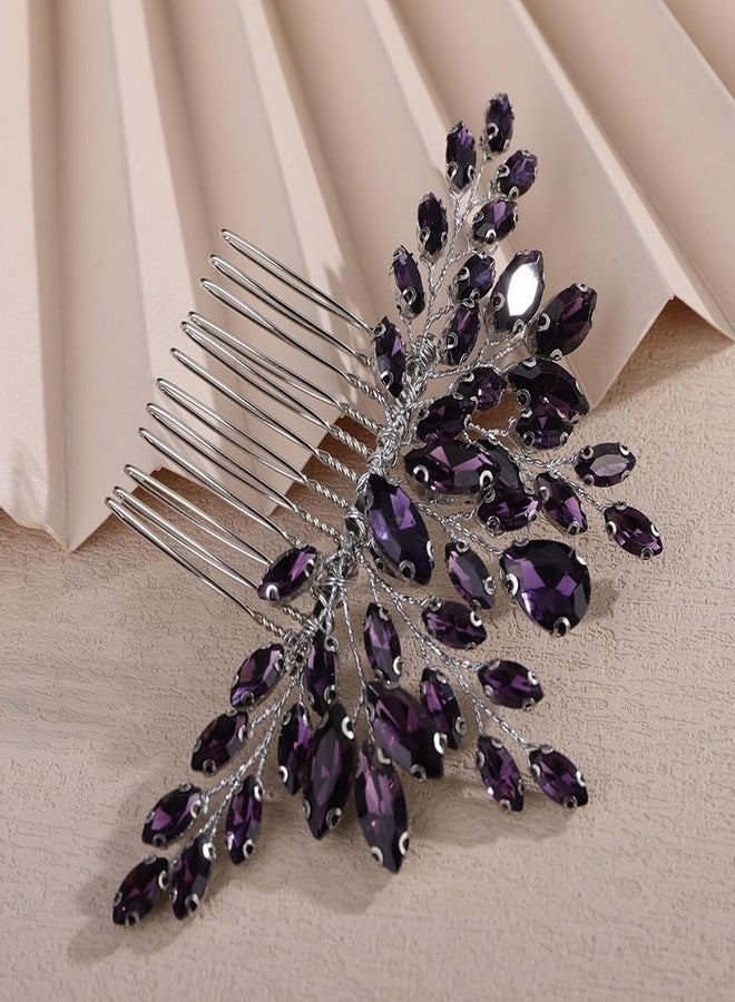 Rumtock Purple Rhinestones Hair Clip for Wedding Brides Handmade Hair Piece for Women Special Occasion Jewelry (Purple) - Image 4
