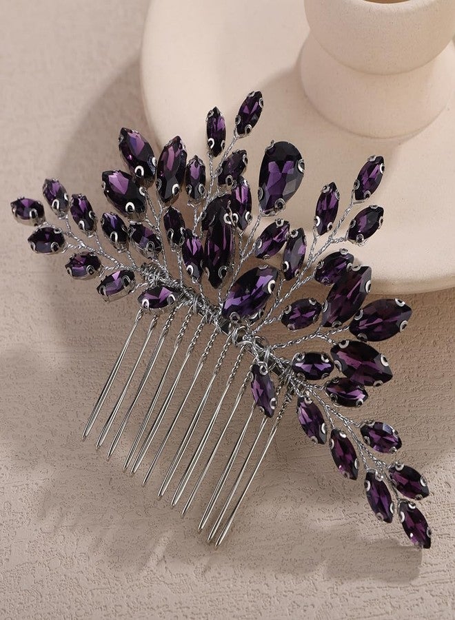 Rumtock Purple Rhinestones Hair Clip for Wedding Brides Handmade Hair Piece for Women Special Occasion Jewelry (Purple) - Image 1