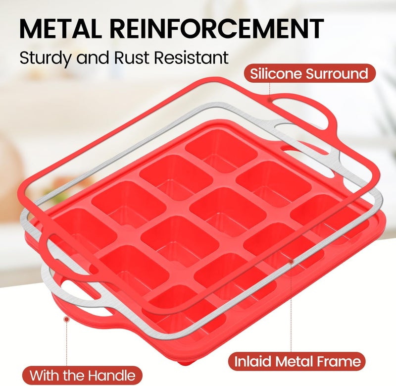 CAKETIME Silicone Mini Loaf pan, 12 Cavities Metal Reinforced Frame Nonstick Food Grade for Baking Mini Bread, Brownie, Cornbread, Cheesecake and Chocolate (1 Pack) - Image 4