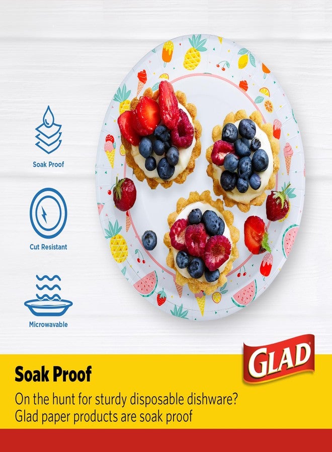 Glad Round Disposable Paper Plates, Picnic Pattern - Strong, Sturdy, Soak Proof, and Microwavable Decorative Plates for Dinner and Everyday Use, 10 Inch, 50 Count - Image 3