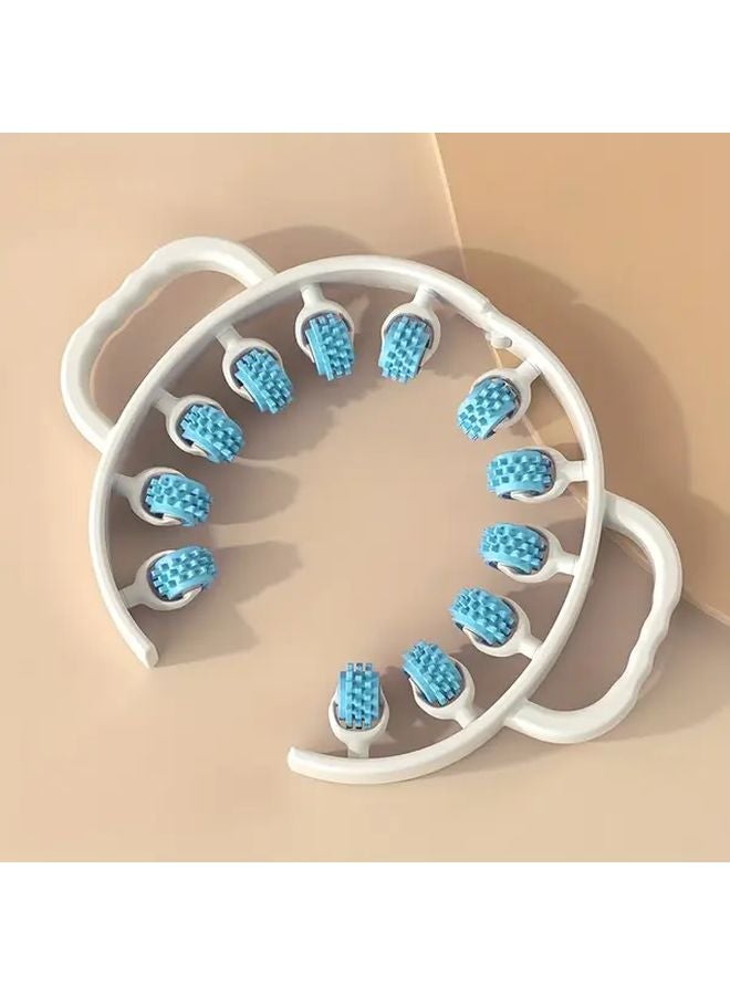 أسطوانة تدليك زرقاء 12 عجلة للساقين لتخفيف الوزن واسترخاء العضلات بعرض قابل للتعديل - Image 1