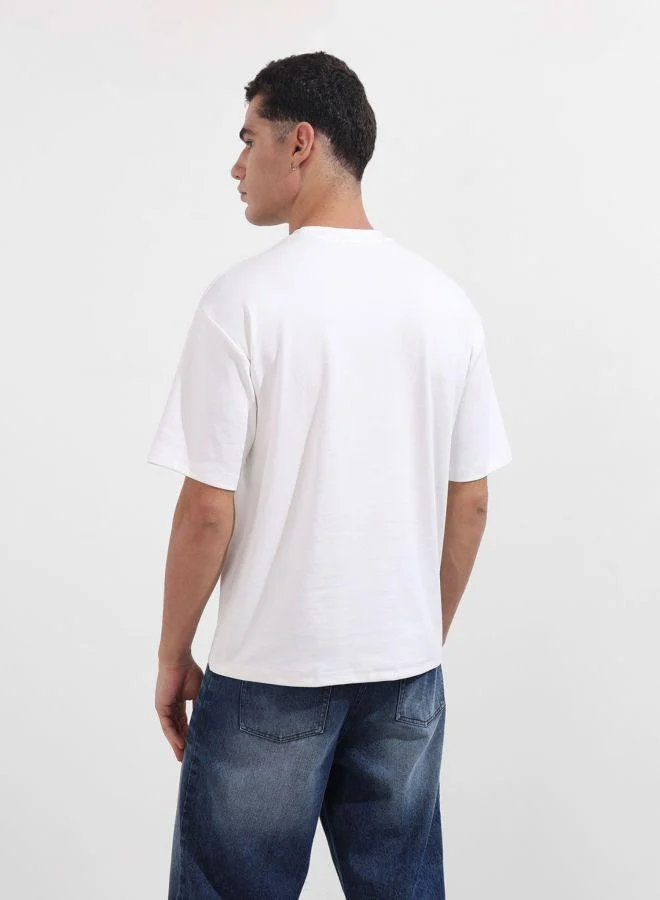 شركة المرآب الهندية Men Relaxed Fit Embroidered Crew Neck Half Sleeves T-Shirt