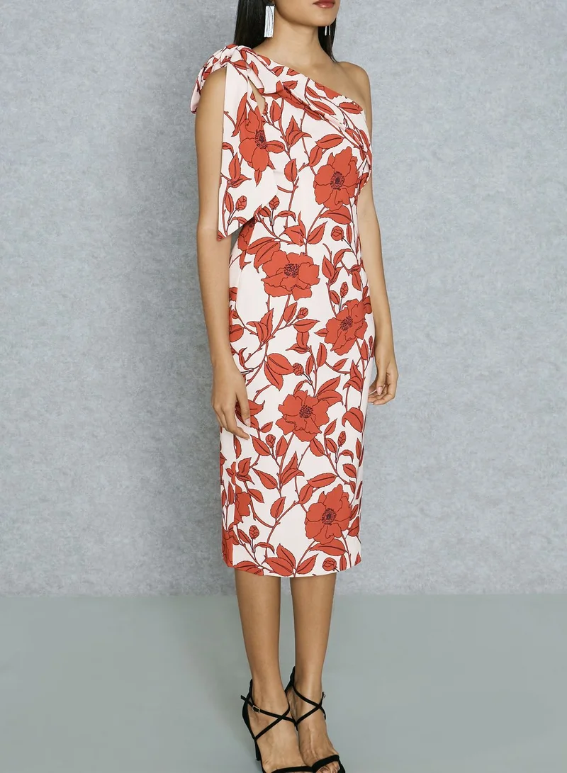Keepsake Floral Print One Shoulder Dress