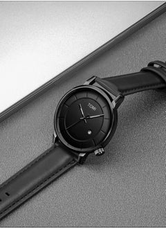 TOMI TOMI Watch With a Black Leather Strap With Analog Dials For Both Men And Women, In Addition To Displaying The Date On a Daily Basis  - Image 4