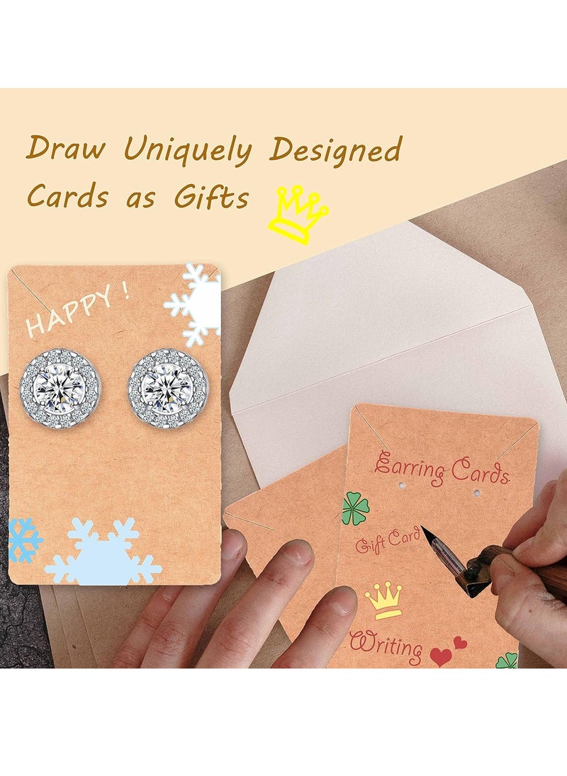 BOOMIBOO - Earring Display Cards with 100 Pcs Earring Holder Cards 200 Pcs Earring Backs and 100 Jewelry Packaging for Earrings Necklace Jewelry Bags 3.5x2.4 Inches (Brown) - Image 1