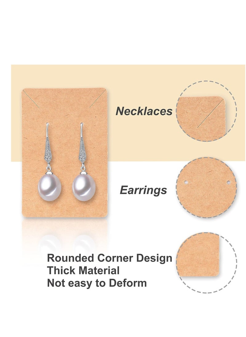 BOOMIBOO - Earring Display Cards with 100 Pcs Earring Holder Cards 200 Pcs Earring Backs and 100 Jewelry Packaging for Earrings Necklace Jewelry Bags 3.5x2.4 Inches (Brown) - Image 1
