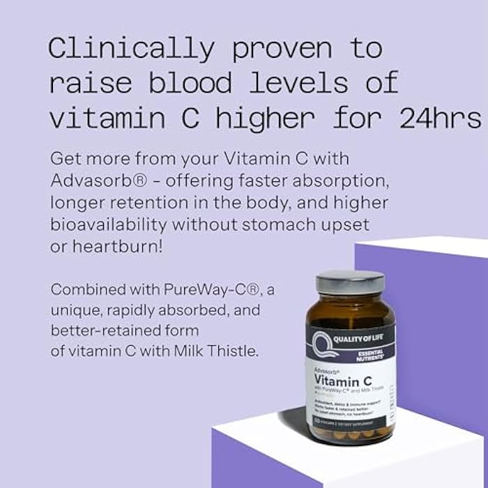 Quality of Life Advasorb® Vitamin C Supplement - 60 Vegicaps - Image 5