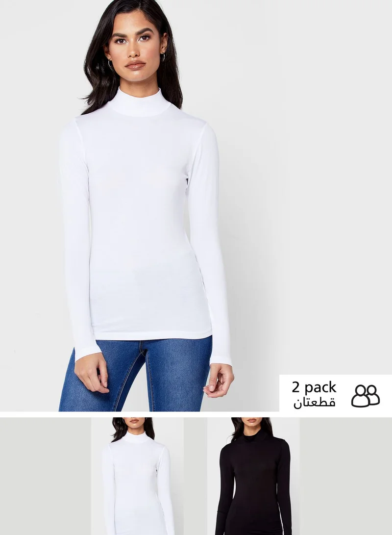 Ginger Basics 2 Pack High Neck Long Sleeve Top