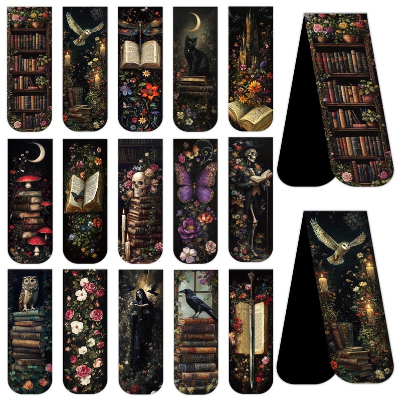 MENIFEND 45PCS Dark Academia Magnetic Bookmarks, Gothic Floral Aesthetic Magnet Book Mark Clips for Reading Women, Dark Romance Merch Bookish Accessories and Gifts for Book Lovers - Image 2