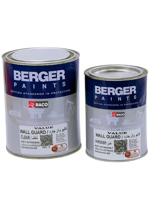 RACO BERGER Paints Wall Guard with Hardener to Prevent Moisture Related Stains on Walls 1L Clear Interior & Exterior