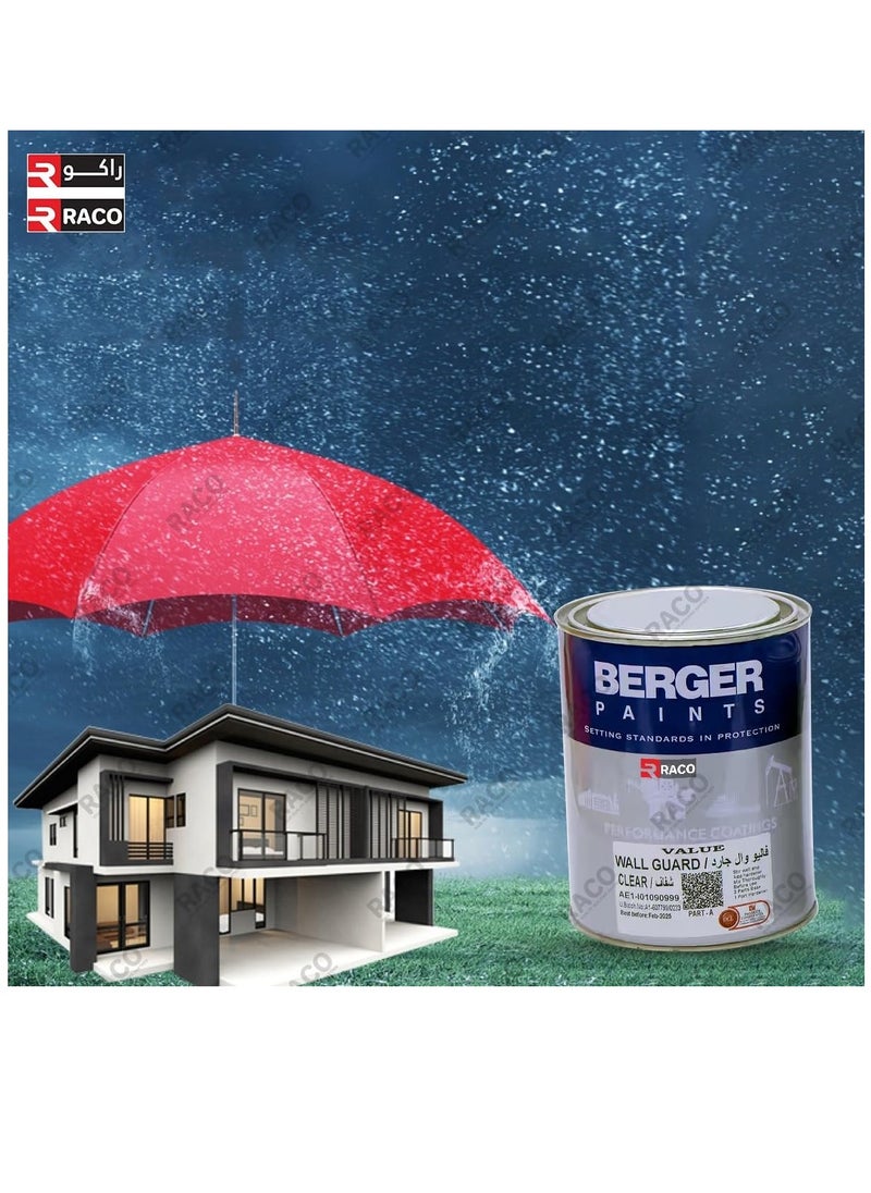 Berger - RACO BERGER Paints Wall Guard with Hardener to Prevent Moisture Related Stains on Walls 1L Clear Interior & Exterior - Image 1